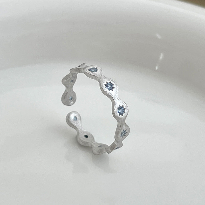 Adjustable blue cubic zirconia ring