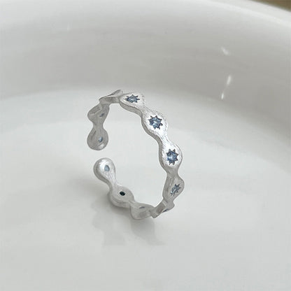 Adjustable blue cubic zirconia ring