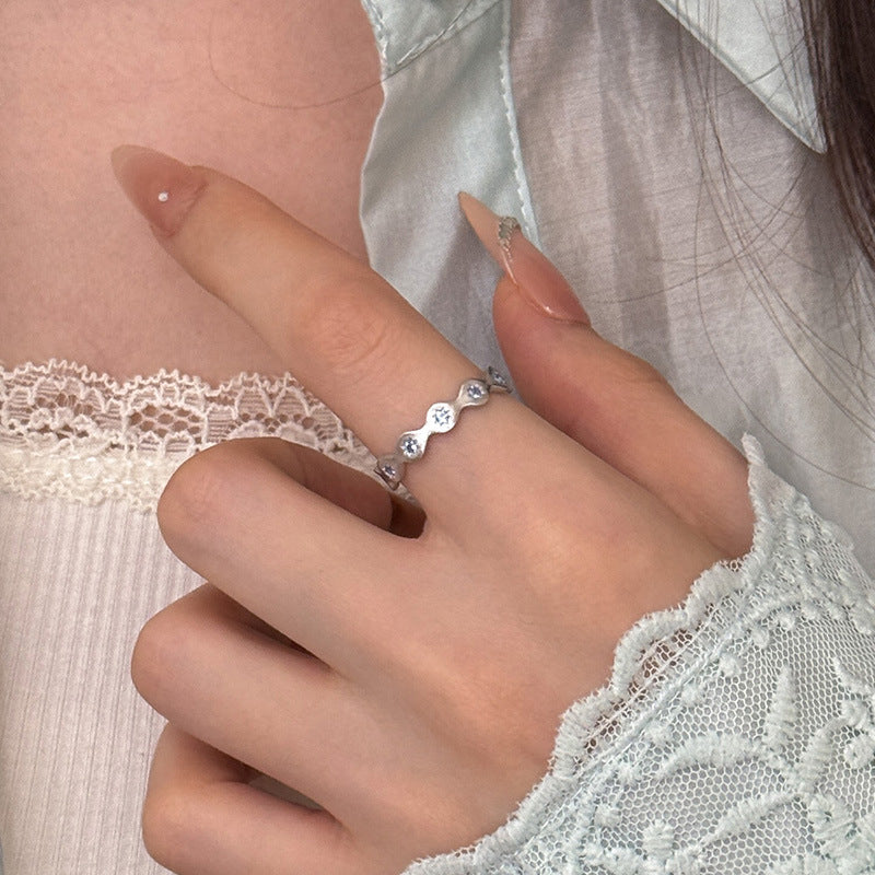 S925 silver blue cubic zirconia ring