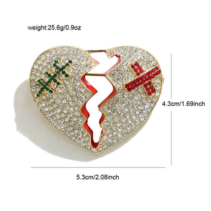 Rhinestone Cracked Heart Brooch – Fashion Statement Pin (5 pcs)
