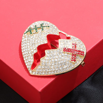 Rhinestone Cracked Heart Brooch – Fashion Statement Pin (5 pcs)