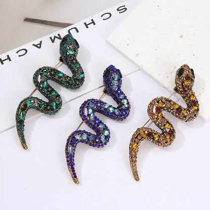 suit accessories for women metal crystal large rhinestone snake brooch pins (5 pcs)