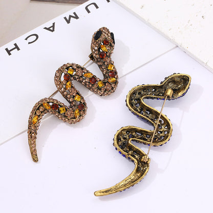 suit accessories for women metal crystal large rhinestone snake brooch pins (5 pcs)