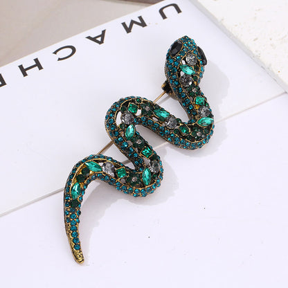 suit accessories for women metal crystal large rhinestone snake brooch pins (5 pcs)