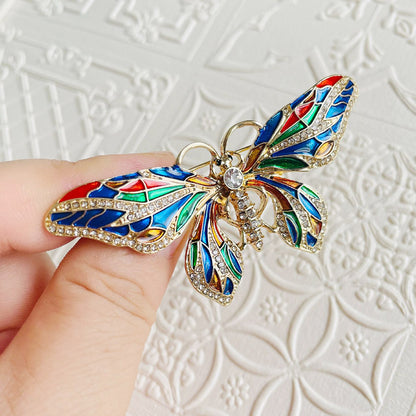 beautiful rhinestone retro fashion butterfly enamel brooch pins (5 pcs)