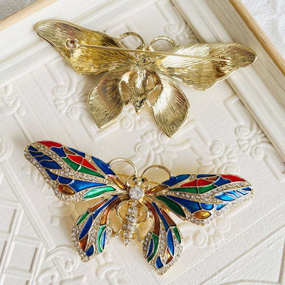 beautiful rhinestone retro fashion butterfly enamel brooch pins (5 pcs)