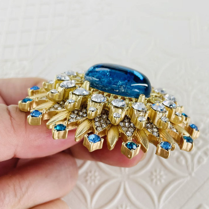 women jewelry gold plated crystal sun vintage brooch pin (5 pcs)