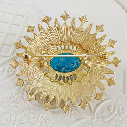 women jewelry gold plated crystal sun vintage brooch pin (5 pcs)