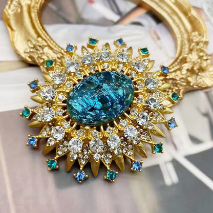 women jewelry gold plated crystal sun vintage brooch pin (5 pcs)