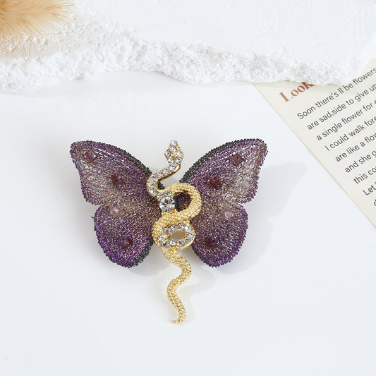 Snake Embroidery Butterfly Brooch (5 pcs)