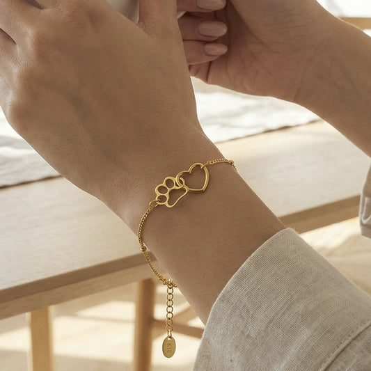 Wholesale cat paw bracelet set on wrist gold tone stainless steel