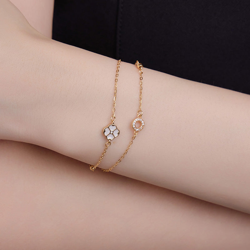 clover leaf gold bracelet layered design gift jewelry for women