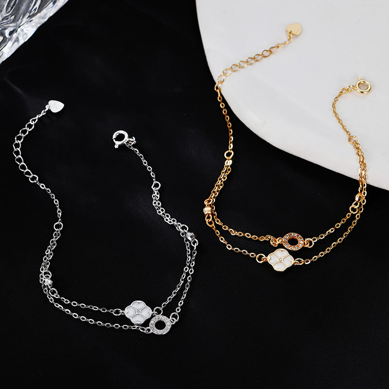 layered clover bracelet gold silver cz bracelet wholesale jewelry