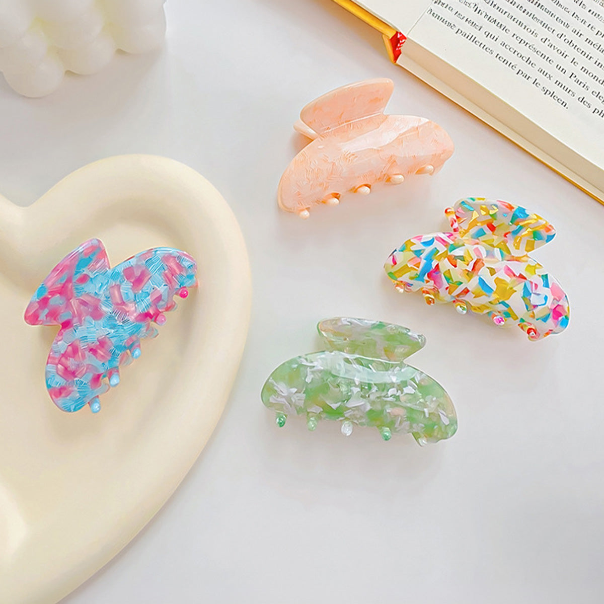 colorful small tortoise shell hair claw clip