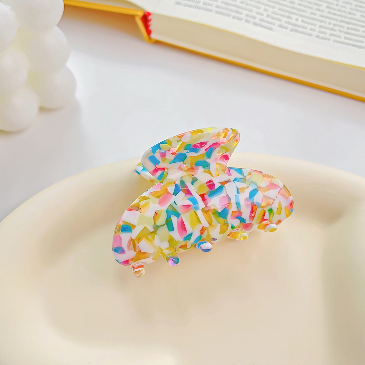 colorful tortoise shell small acetate hair claw clip