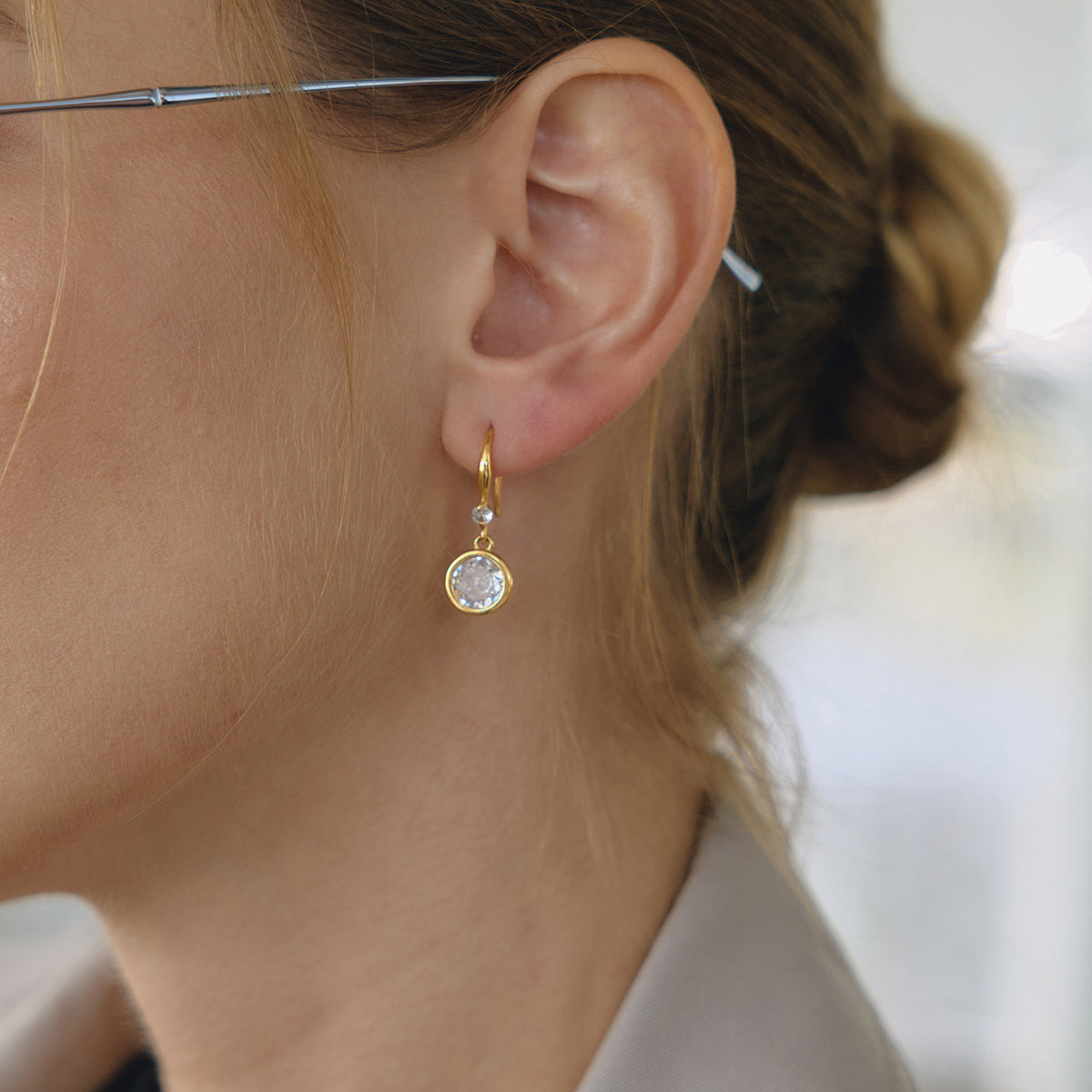  earrings with round cubic zirconia stones for gift shop jewelry