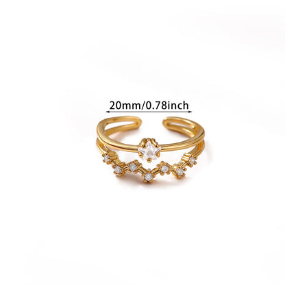 Gold tone star open ring with cubic zirconia accents for wholesale fashion jewelry buyers