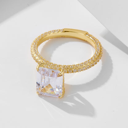 Cushion cut CZ cocktail ring 925 sterling silver yellow gold band, fashion wholesale engagement jewelry