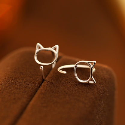 Minimalist cute cat earrings sterling silver animal jewelry