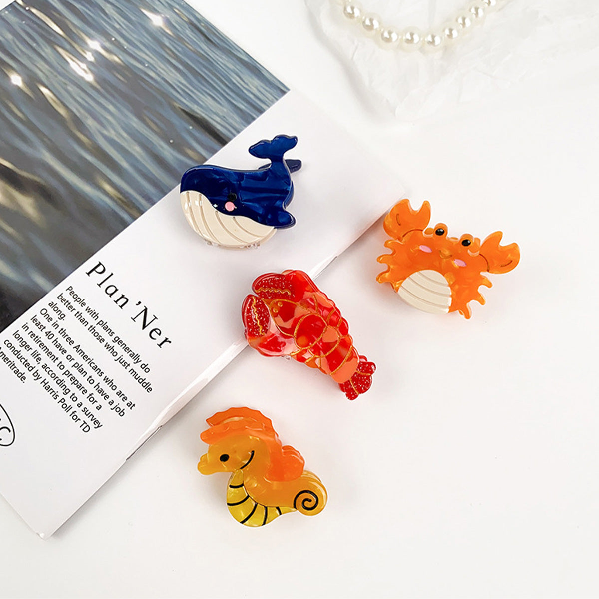 cute sea animal hair clip whale lobster seahorse crab