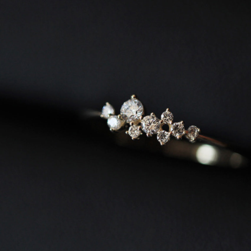 Elegant star inspired zircon ring crafted from S925 sterling silver with refined sparkling details