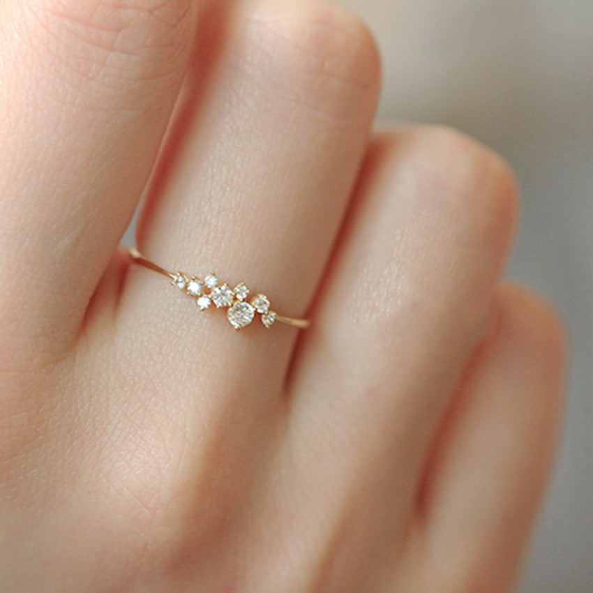 Minimalist 14K gold plated sterling silver zircon star ring for everyday wear and stacking