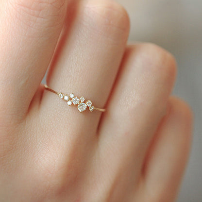 Minimalist 14K gold plated sterling silver zircon star ring for everyday wear and stacking