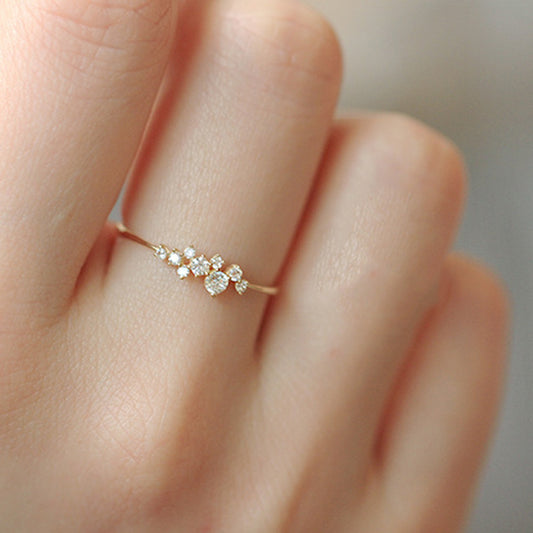 Minimalist 14K gold plated sterling silver zircon star ring for everyday wear and stacking