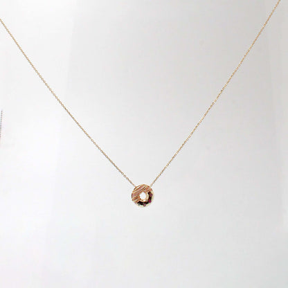 gold donut dessert pendant necklace with colorful zircon stones