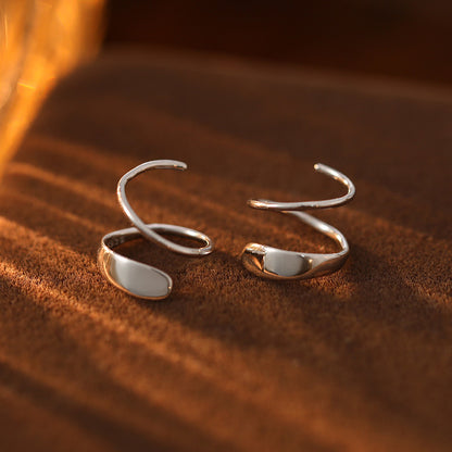 Silver double twist hoop earrings korean style jewelry