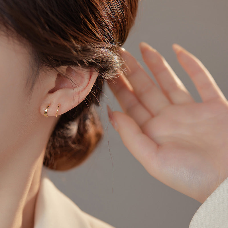 Double twist hoop earrings gold and silver pair wholesale jewelry