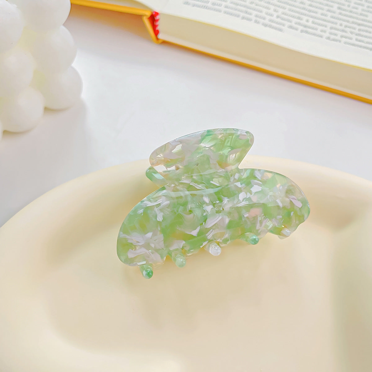 elegant green tortoise shell small acetate hair claw clip