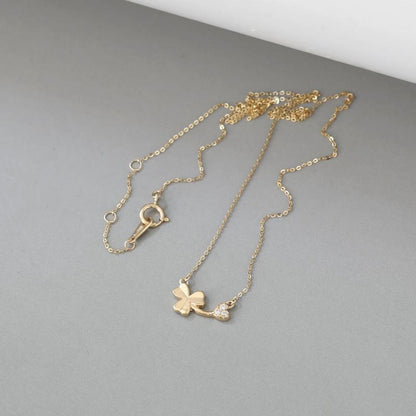 minimalist gold clover pendant necklace 18k gold plated lucky charm Black May gift