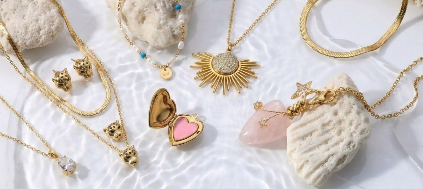 waterproof stainless steel jewelry wholesale gold plated necklaces earrings