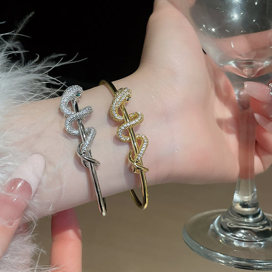 Gold and silver snake bangle bracelets with CZ stones, gold plated brass jewelry for women wholesale gift set of 5.