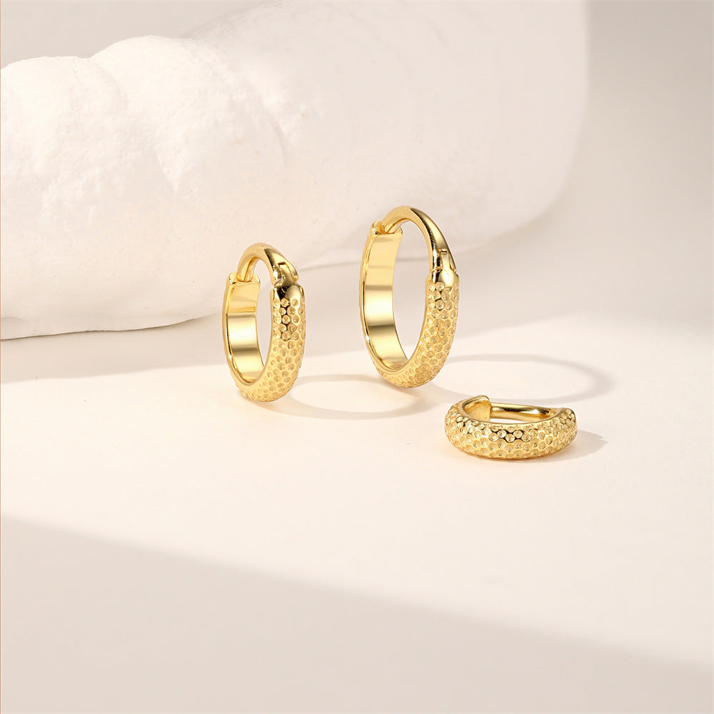 Textured Gold Huggie Hoop Earrings Set of Five for Wholesale