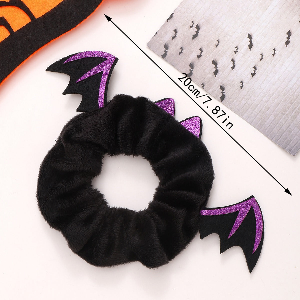 hair scrunchy black halloween bat style