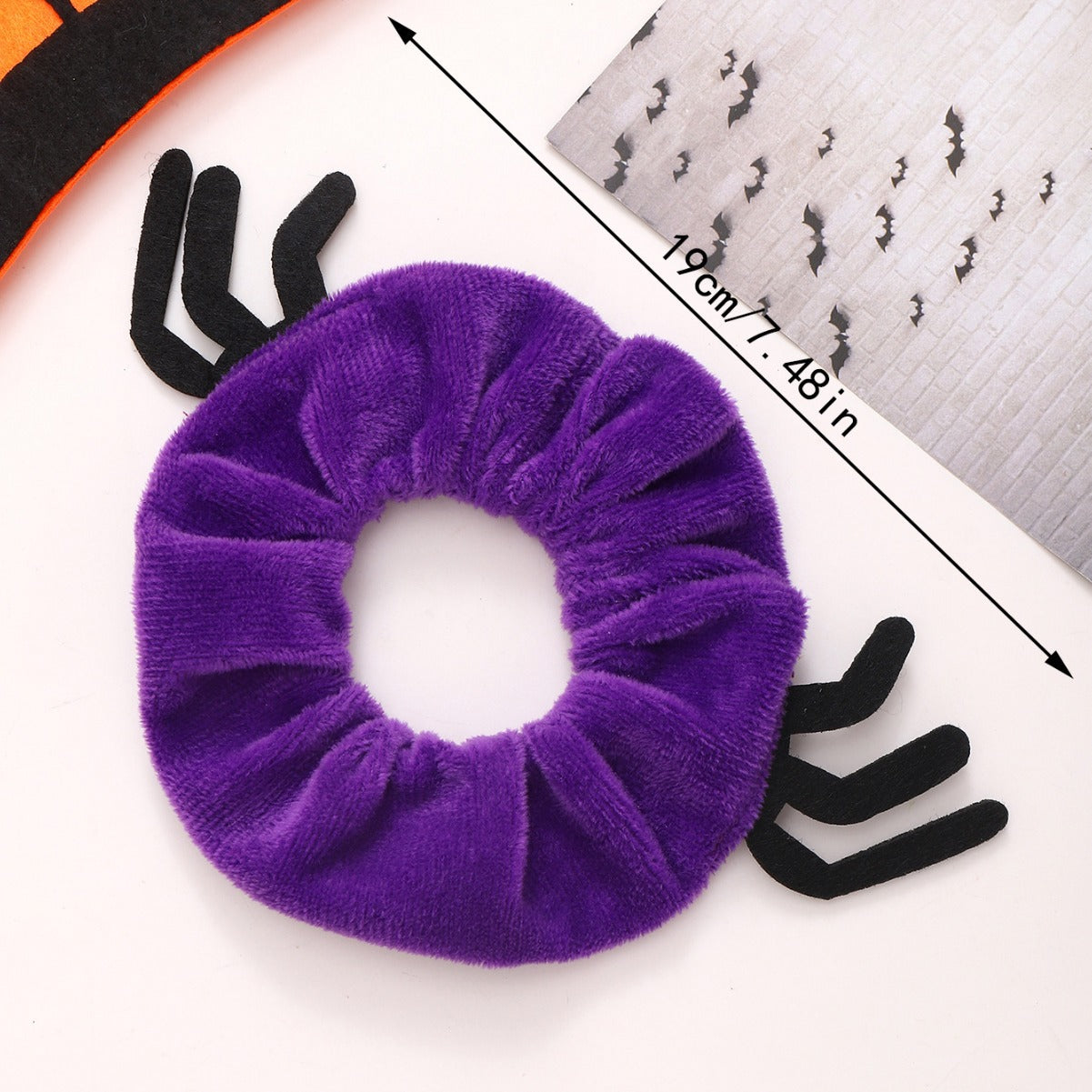 hair scrunchy purple halloween spider feet style