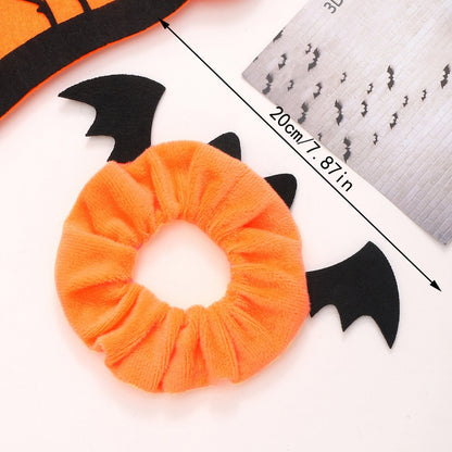 orange hair scrunchy halloween bat style