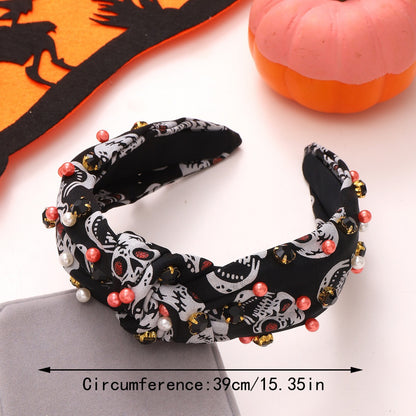 halloween hairbands black skull with beads jeweled