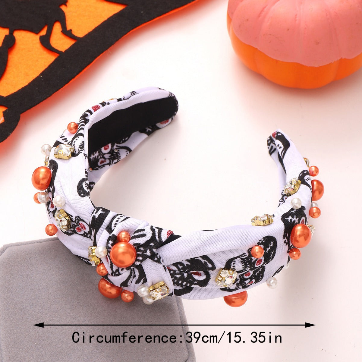 halloween hairbands white skull with beads jeweled