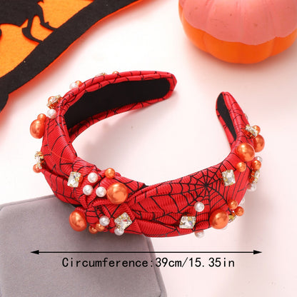 halloween hairbands red spiderweb with beads jeweled