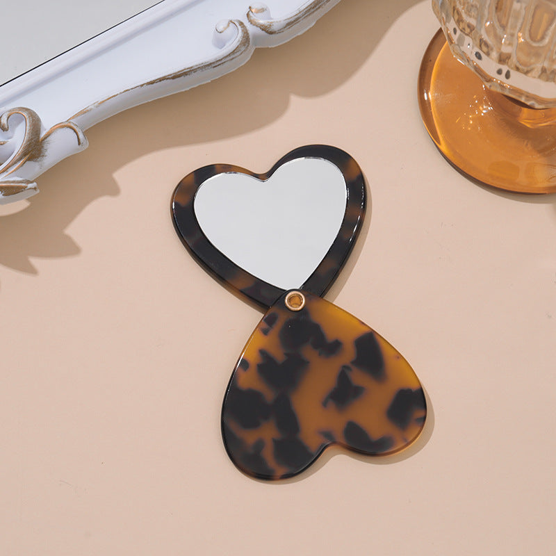 Tortoise shell heart compact mirror