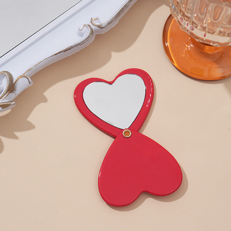 Red heart compact mirror