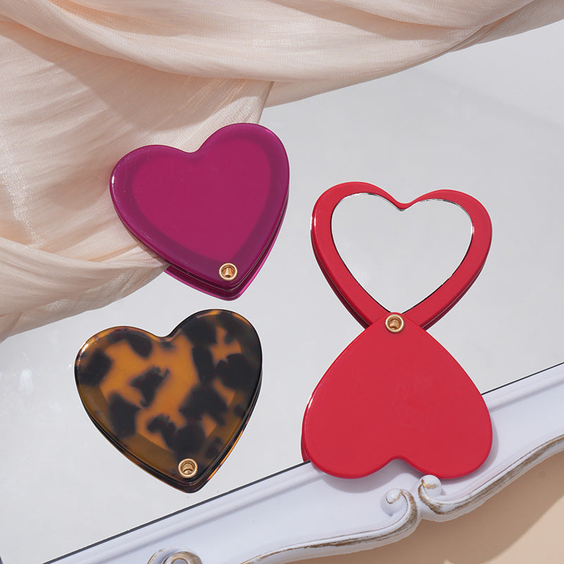Multi-colored heart compact mirrors set