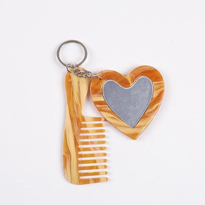 Heart Mirror Keychain Glitter Bag Charm Compact Mirror (5 pcs)