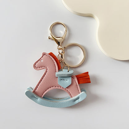 Pink Rocking Horse Charm Pendant Keychain Gift