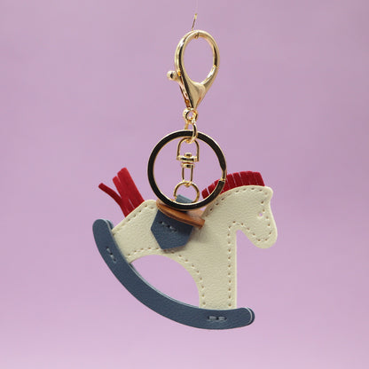 White Rocking Horse Charm Pendant Bag Charm