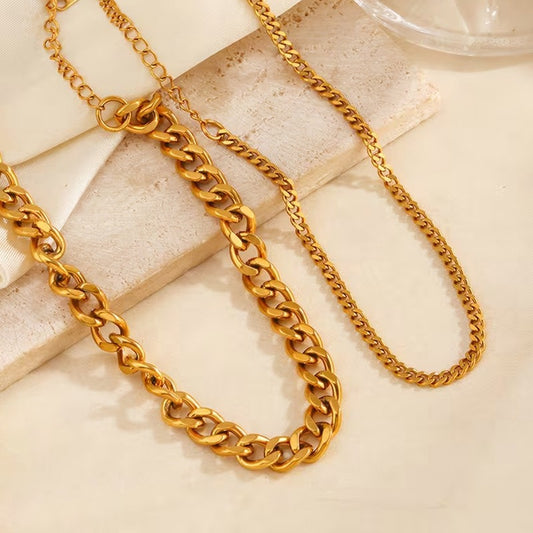Wholesale 5 Pcs Brass Chunky Curb Chain Anklets Gold Boho Beach Jewelry