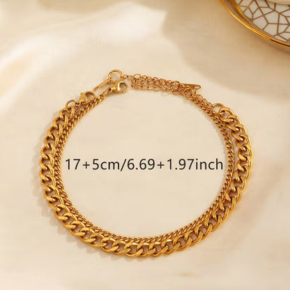 Wholesale 5 Pcs Brass Chunky Curb Chain Anklets Gold Boho Beach Jewelry
